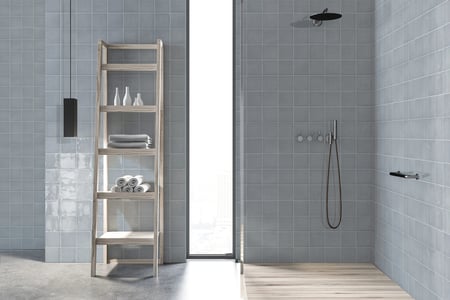 Borriana Light Blue 5" x 5" Wall Tiles in the Shower and Bathrrom